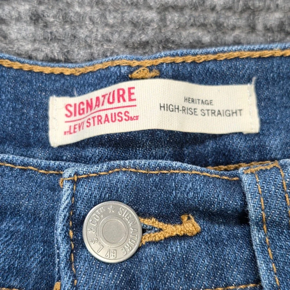 Signature by Levi Strauss Heritage High Rise Straight Jeans Women's 8 29 Blue